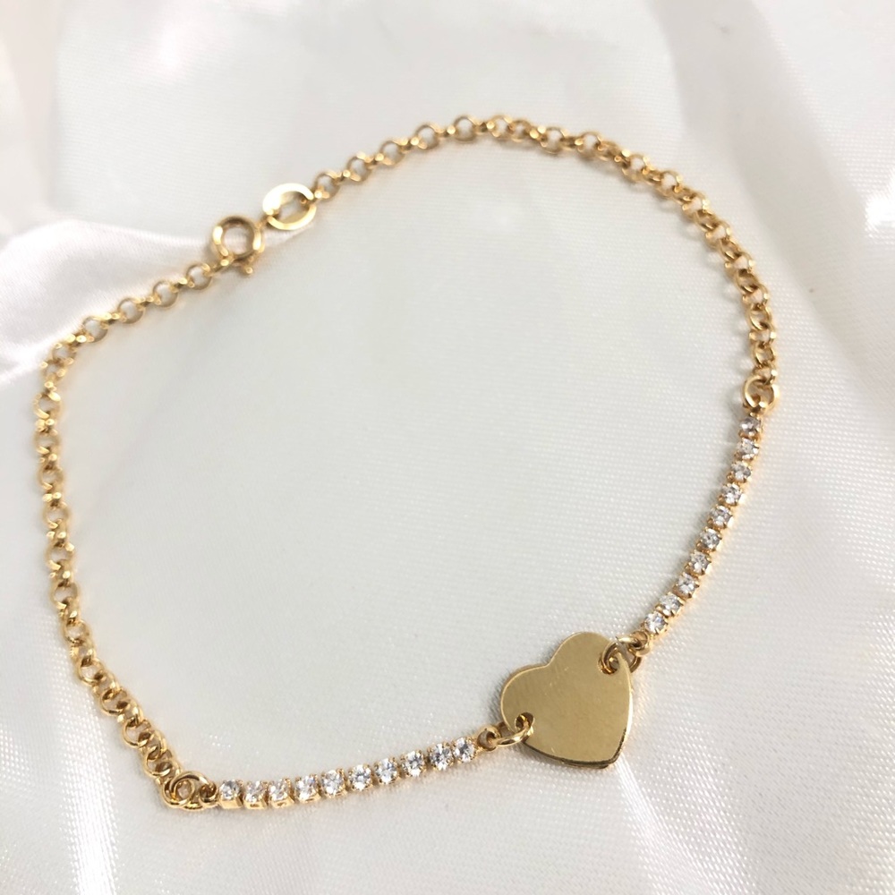 18k Gold Filled heart CZ Anklet - Picture 2 of 9